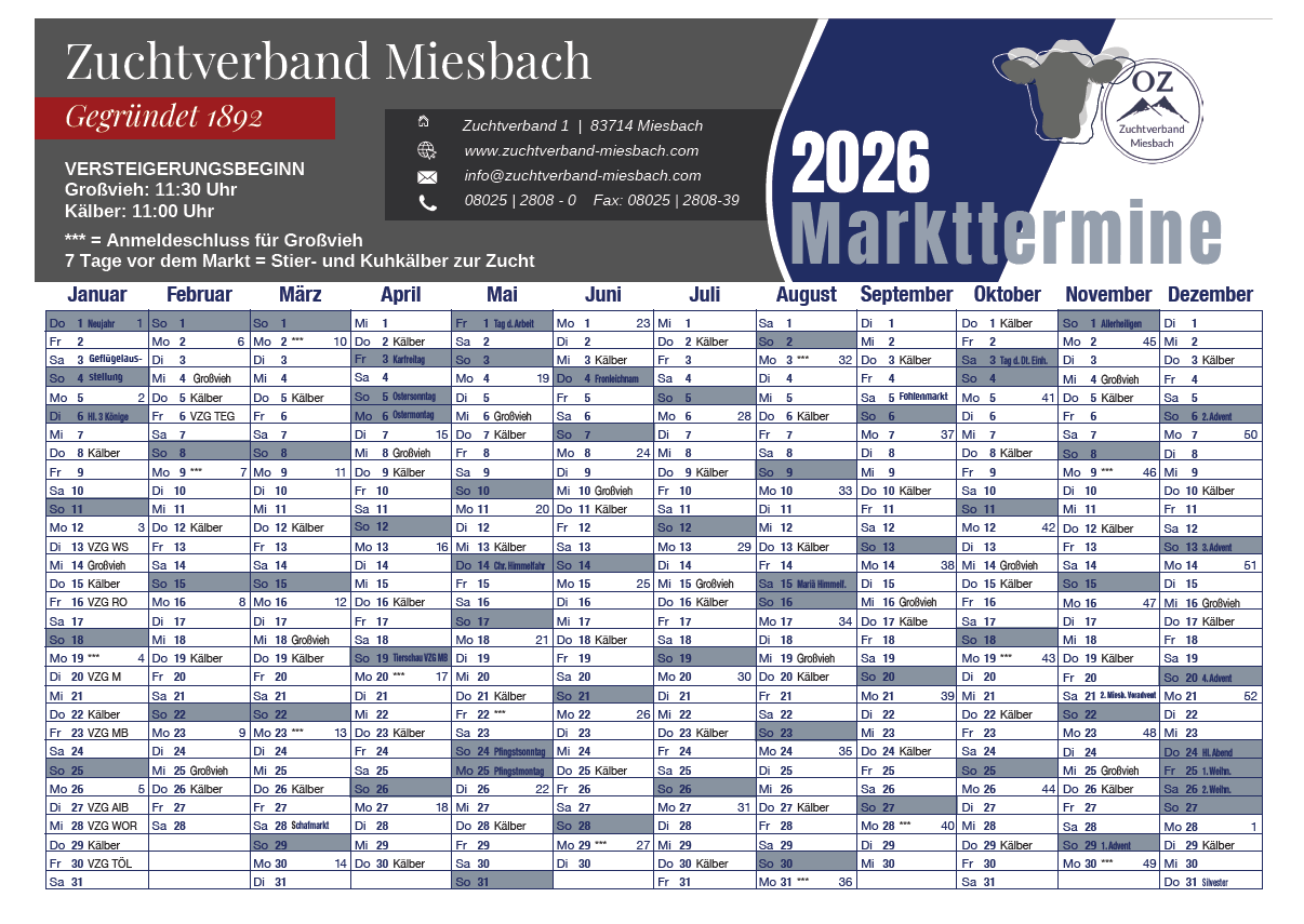 ZV Kalender 2026